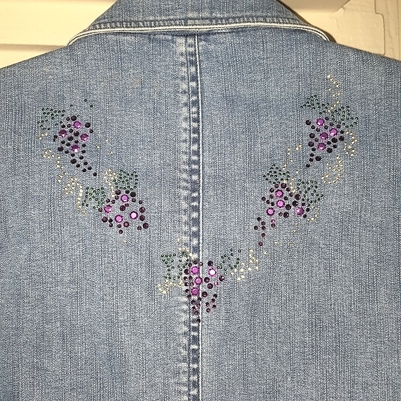 L VINTAGE PENDELTON Denim Rhinestone Jean Jacket - Picture 12 of 14